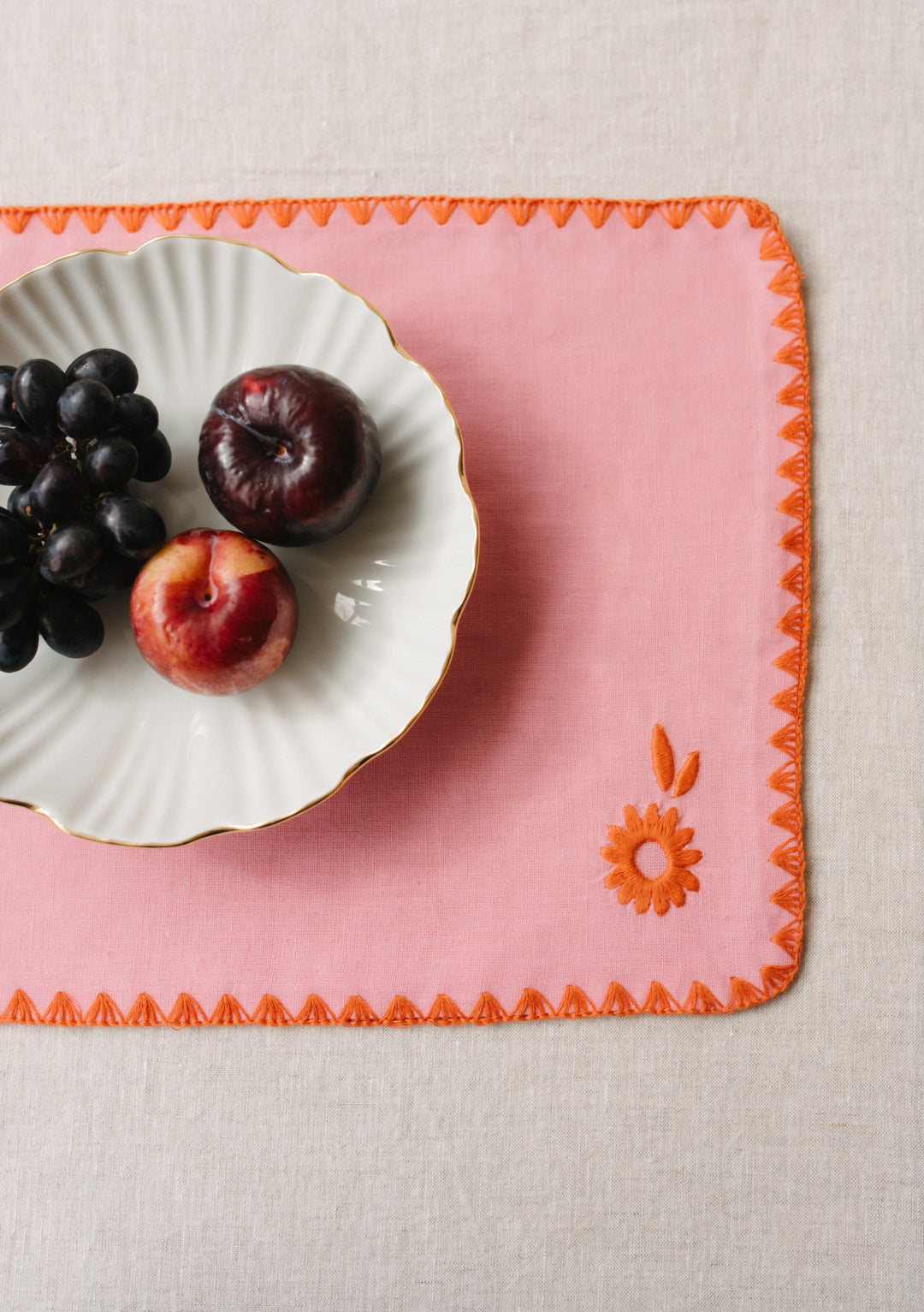 Cotton & Linen Placemats Set of 2 in Pink