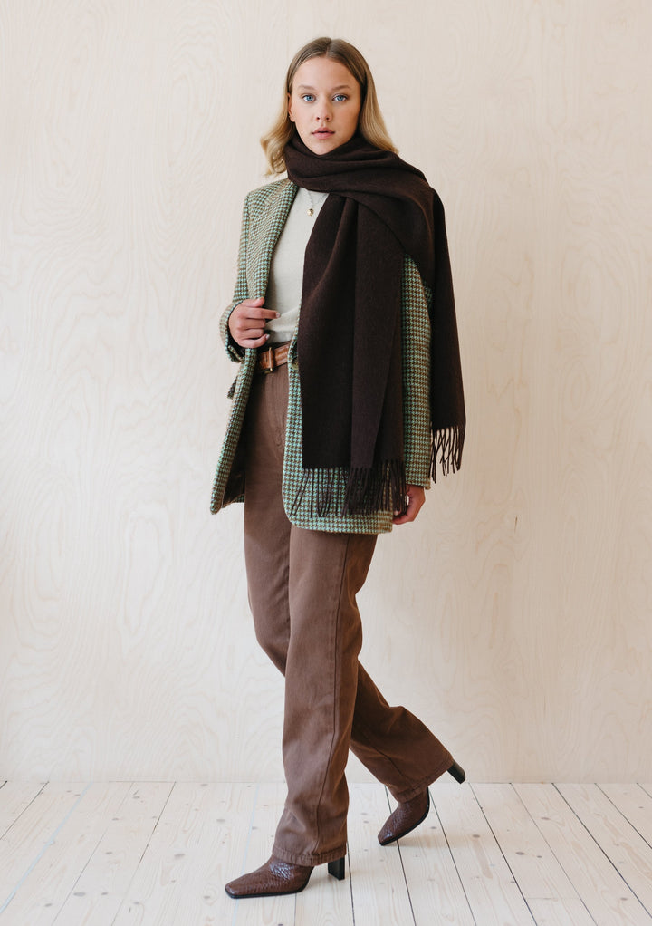 Lambswool Oversized Scarf in Brown