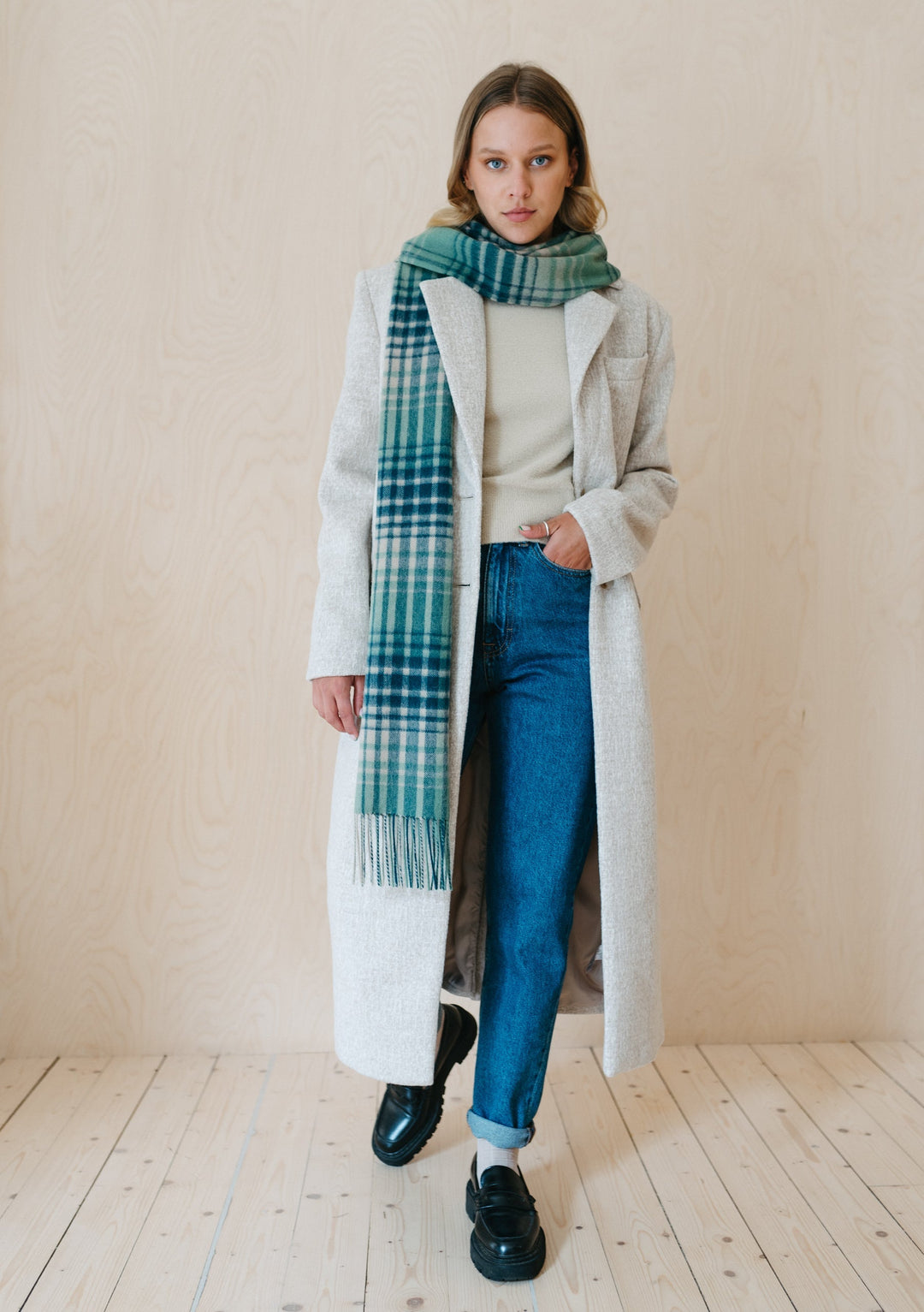 Lambswool Scarf in Sage Gradient Check