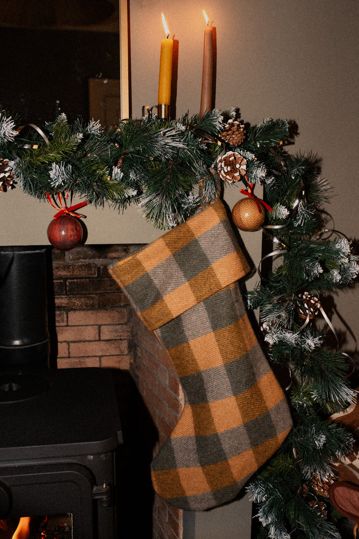 Recycled Wool Christmas Stocking in Black Watch Tartan