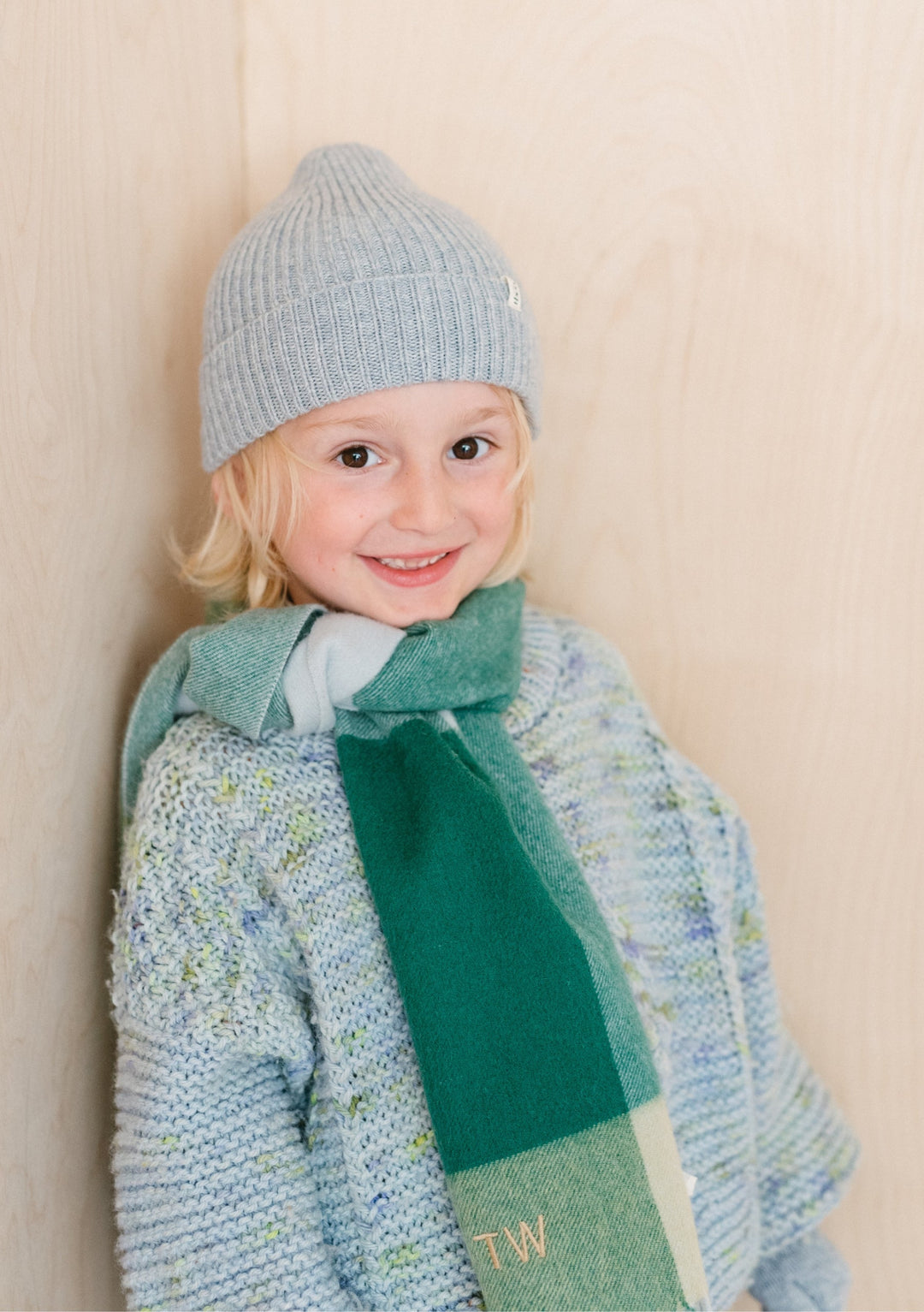 Bonnet pour enfants en laine mérinos en gris clair mélangé