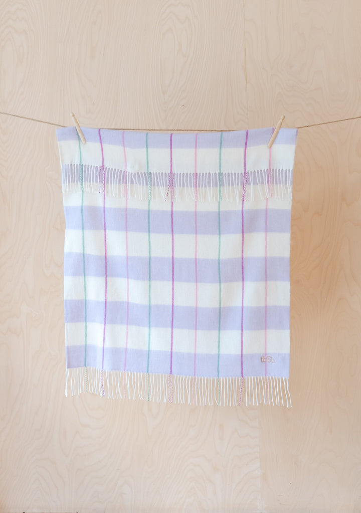 Lambswool Baby Blanket in Lilac Stripe