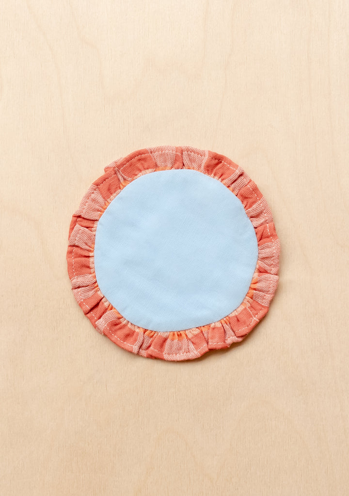 Cotton Coasters Set of 2 in Blue & Apricot