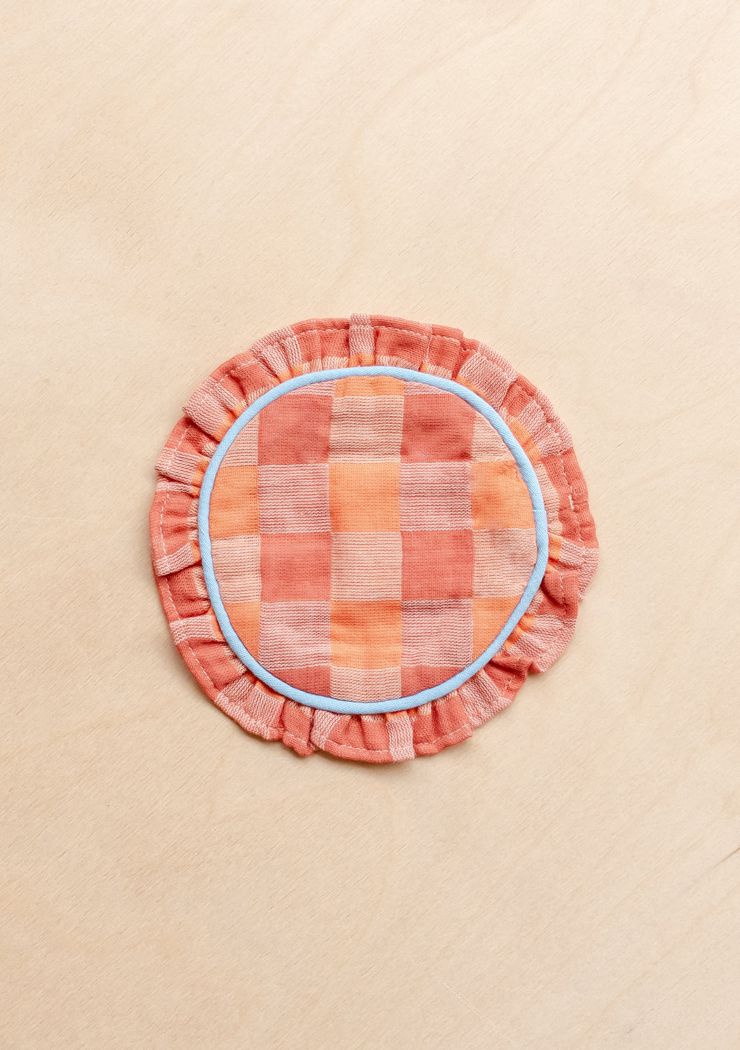 Cotton Coasters Set of 2 in Apricot Checkerboard