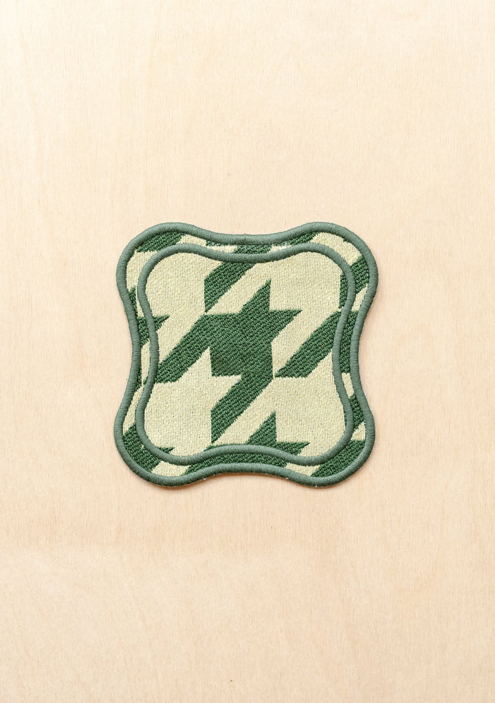 Green Houndstooth Cotton Coasters Set of 2