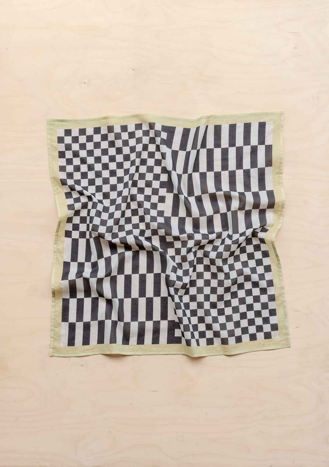 Cotton Square Scarf in Black Checkerboard