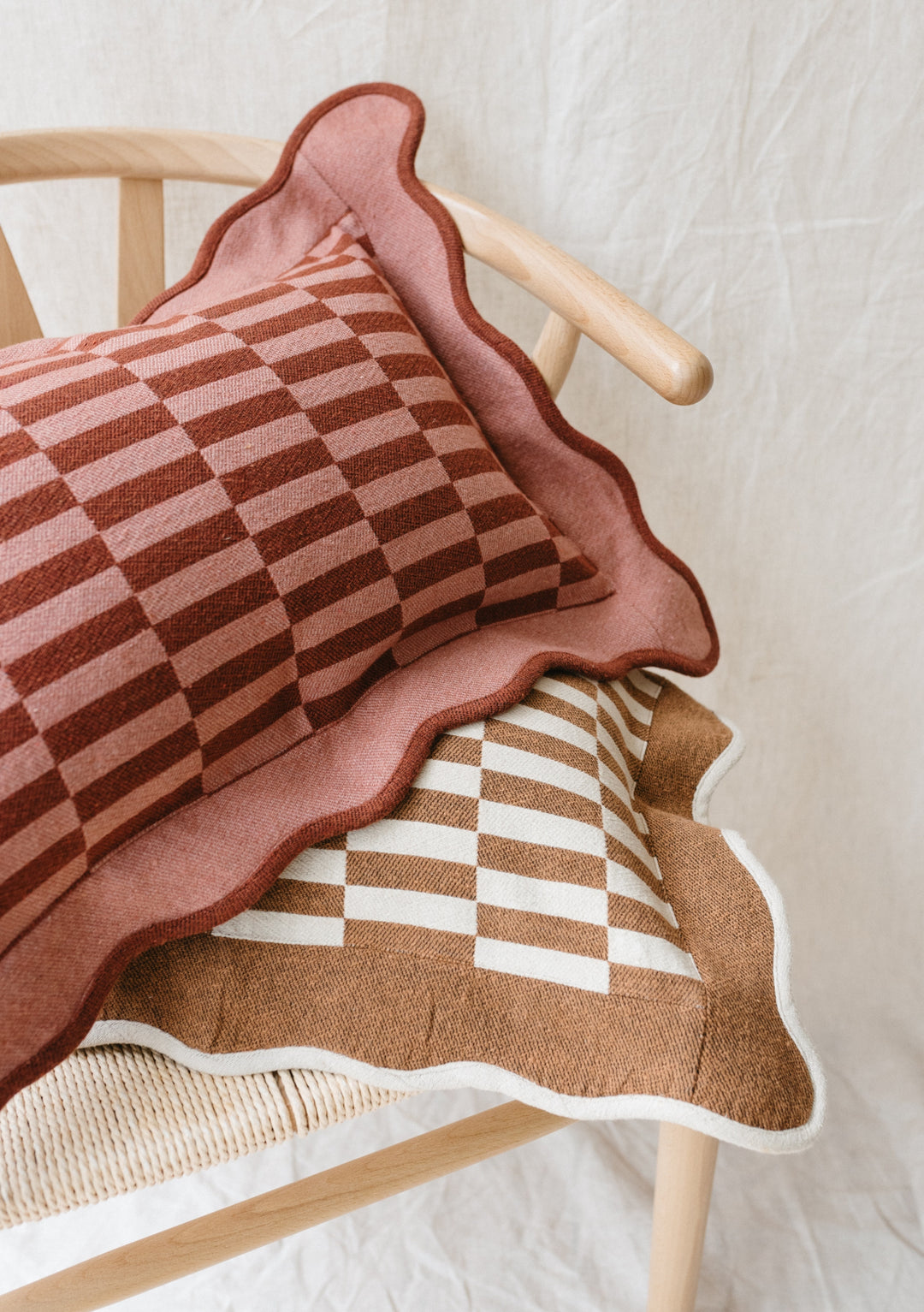 Cotton Cushion Cover in Rose Checkerboard