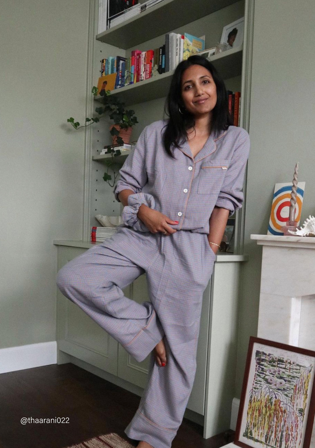 Cotton Pyjamas in Blue Houndstooth