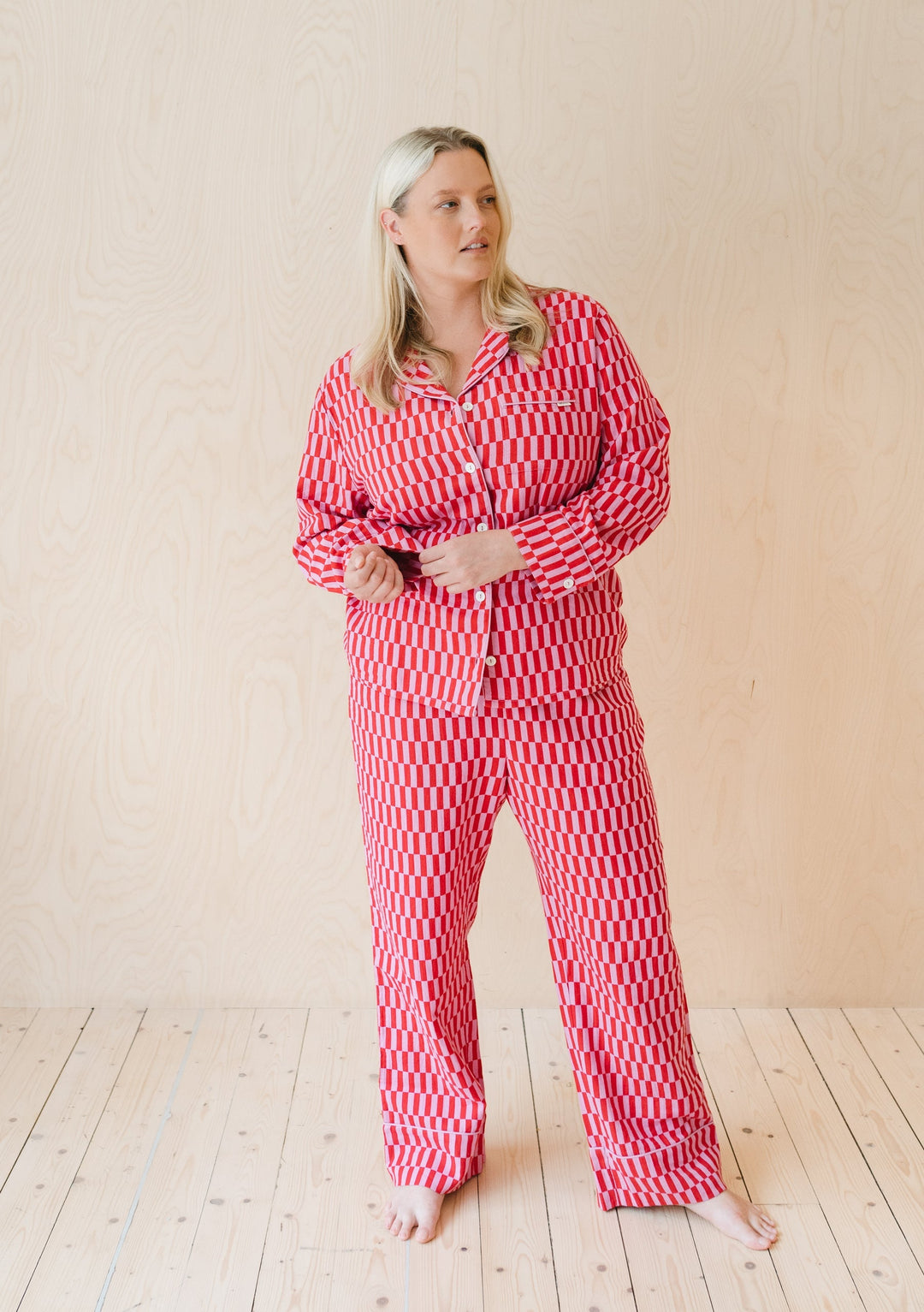 Cotton Pyjamas in Pink Checkerboard