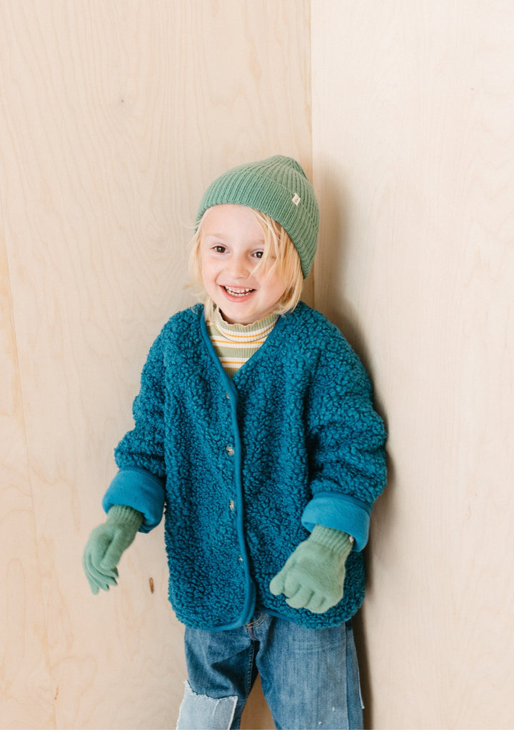 Gants pour enfants en laine mérinos en vert