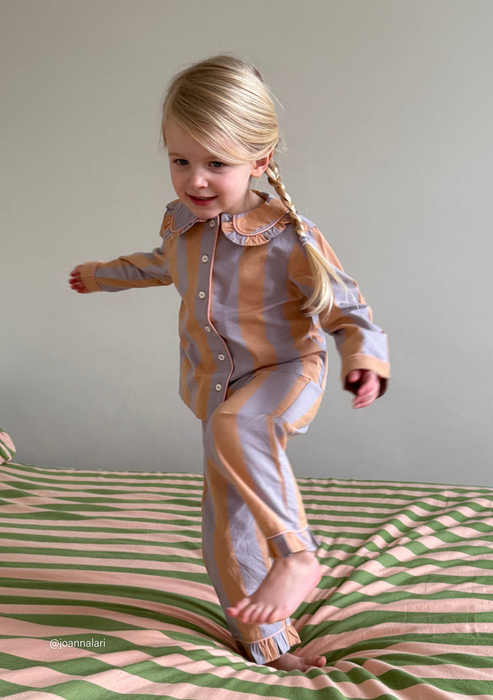 Pyjama en coton pour enfants à rayures orange