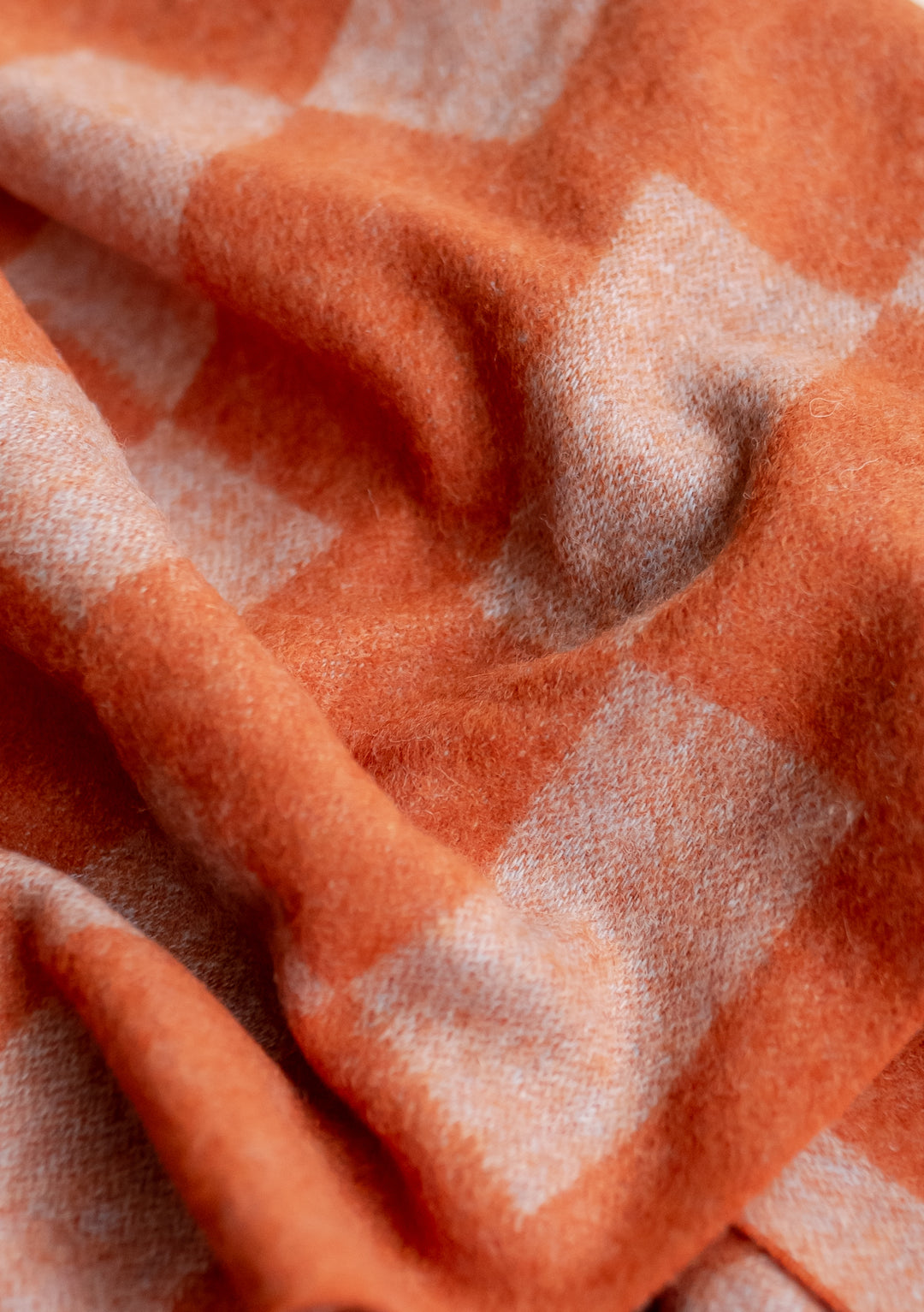 Lambswool Kids Blanket in Orange Checker