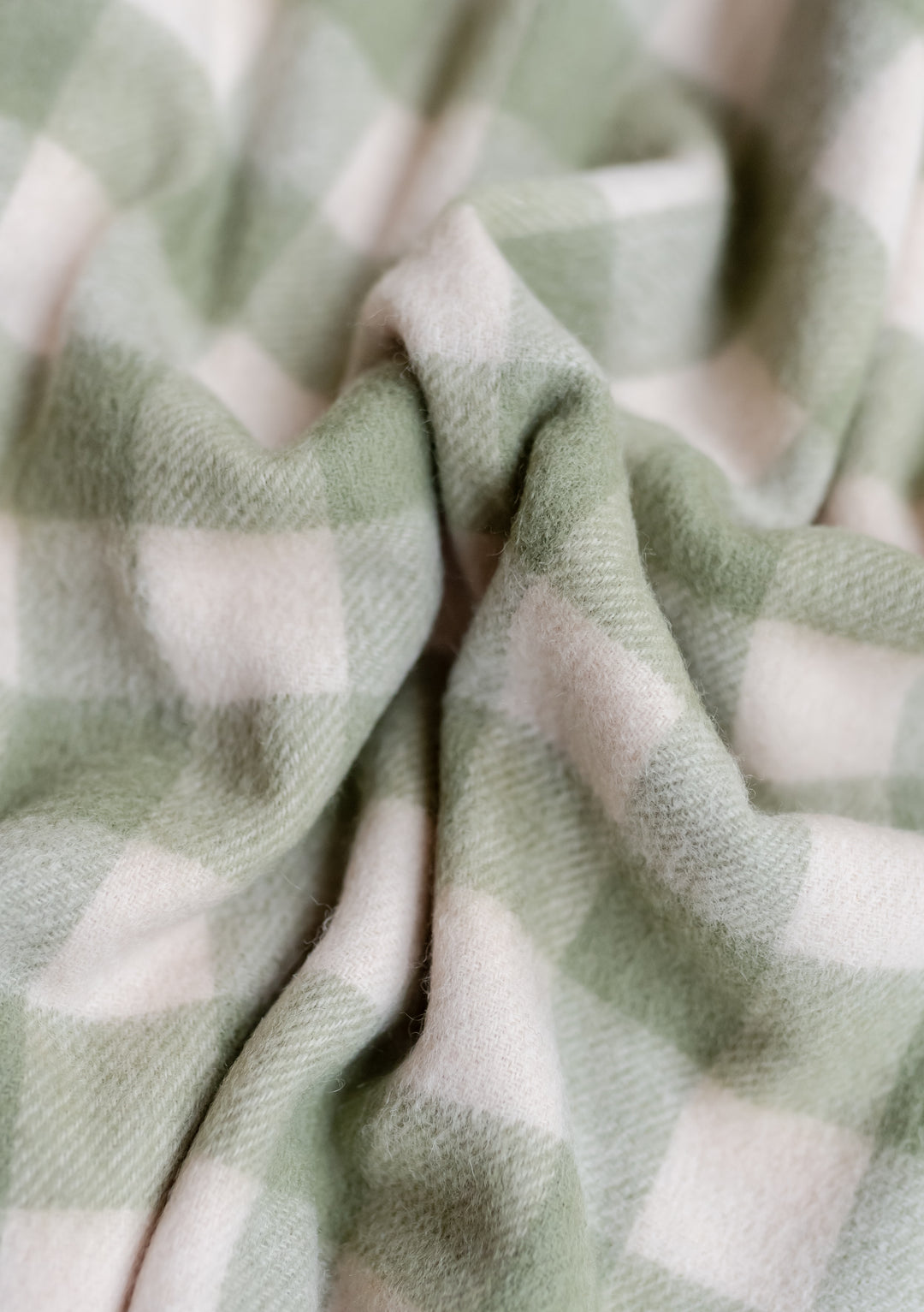 Lambswool Baby Blanket in Green Gingham