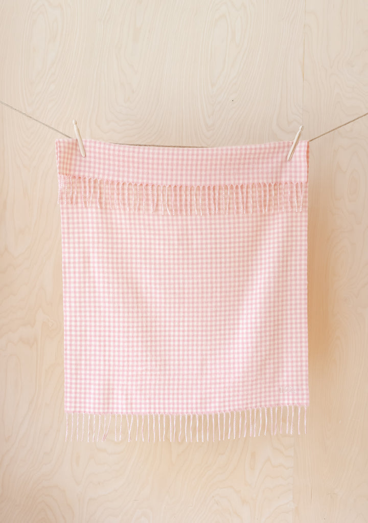 Lambswool Baby Blanket in Pink Gingham