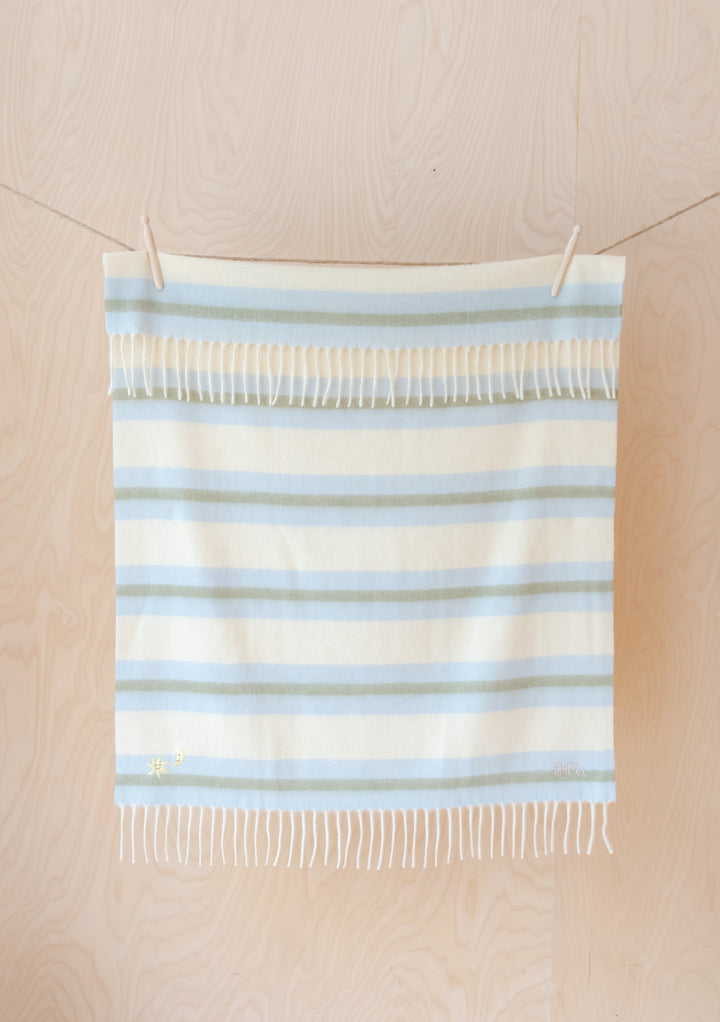 Lambswool Baby Blanket in Blue Stripe