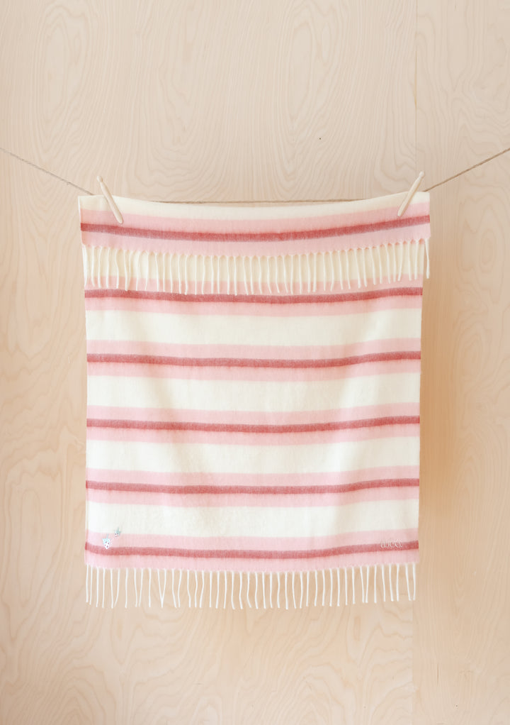 Lambswool Baby Blanket in Pink Stripe