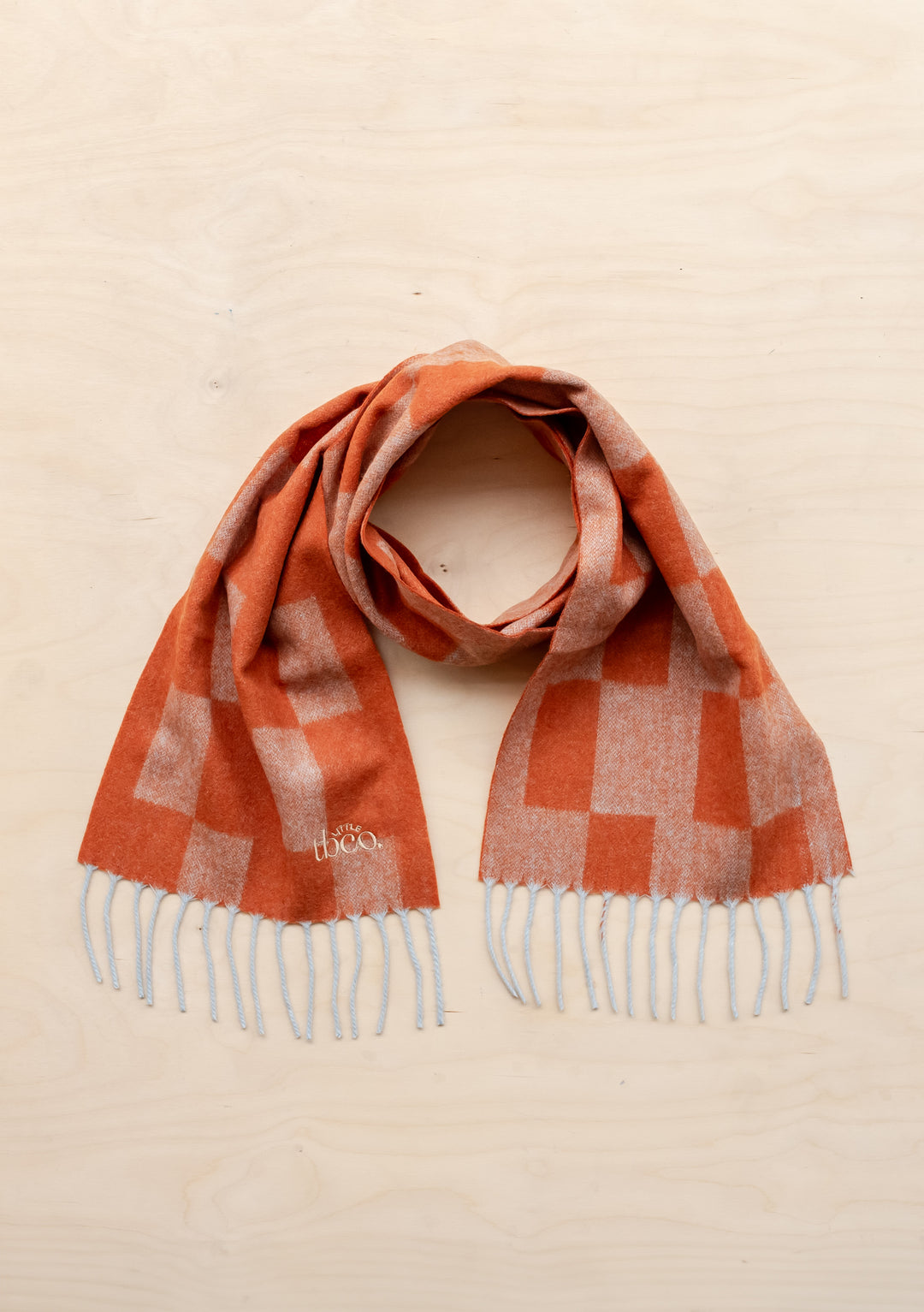 Lambswool Kids Scarf in Orange Checker