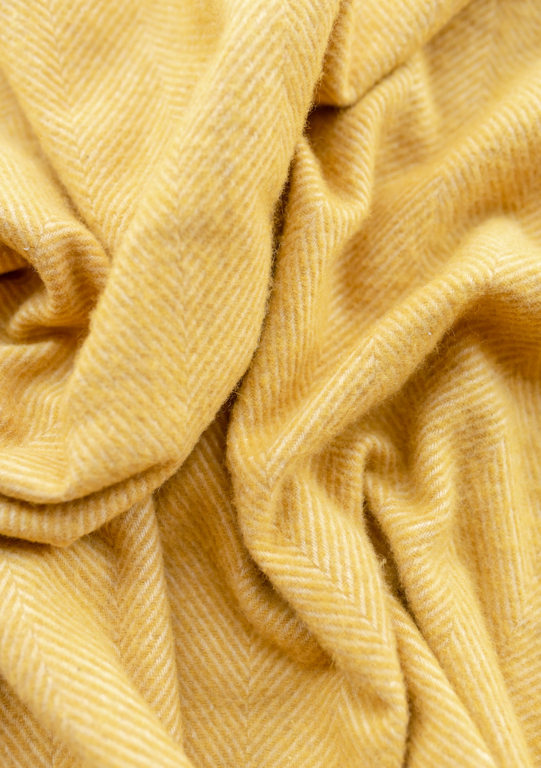 Recycled Wool Kids Blanket in Mustard Herringbone