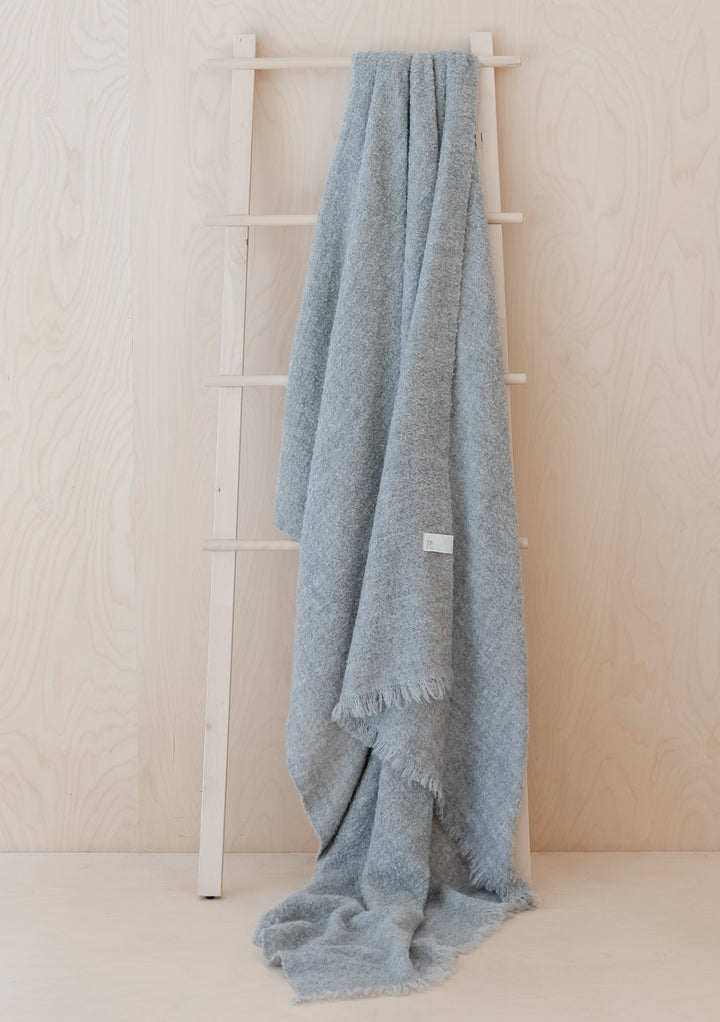 Alpaca Blanket in Light Grey Melange