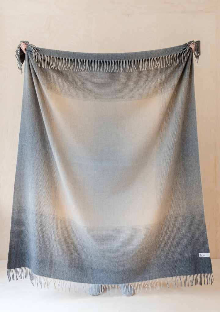 Lambswool Blanket in Charcoal Ombre Check