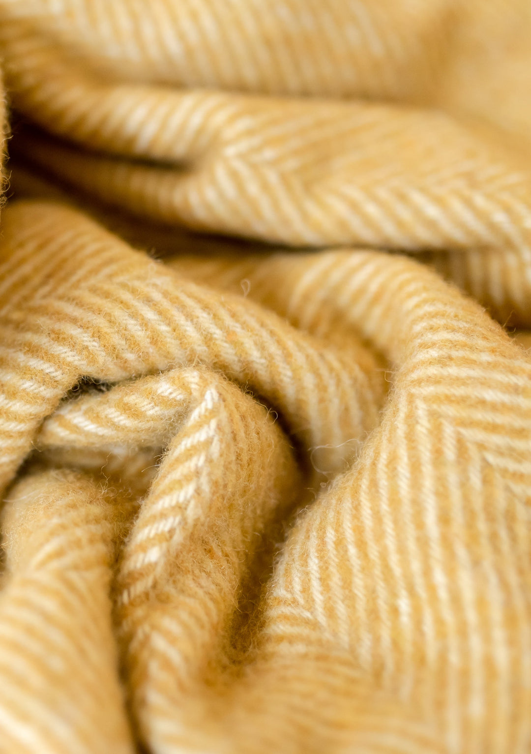 Recycled Wool Extra Large Blanket in Mustard Herringbone