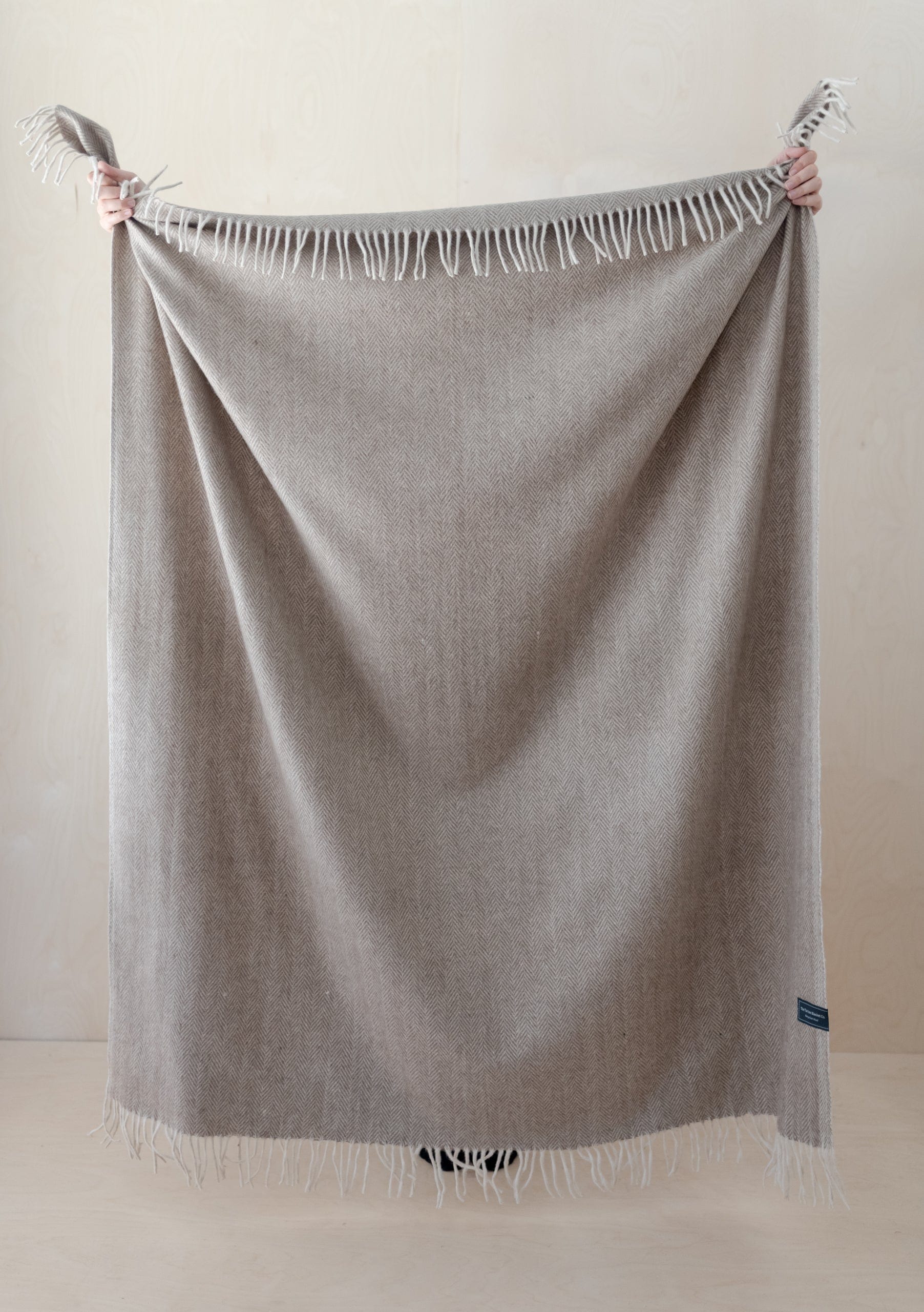 Recycled Wool Blanket in Natural Herringbone TBCo