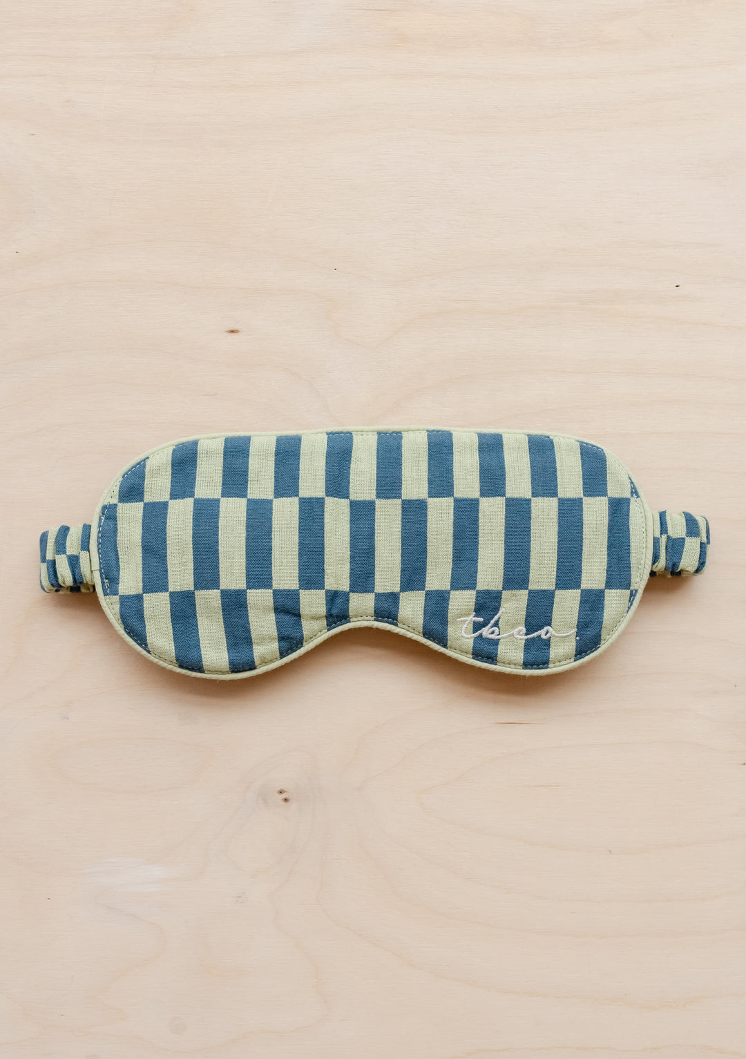 Cotton Eye Mask in Green Checkerboard