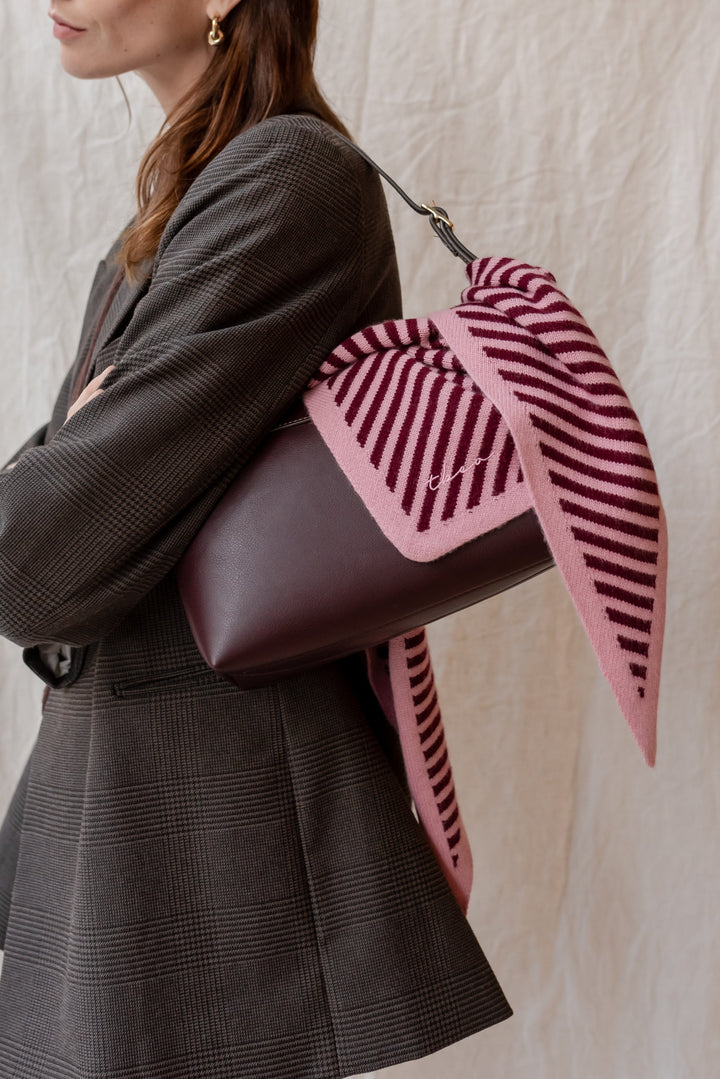 Merino Triangle Scarf in Pink Stripe