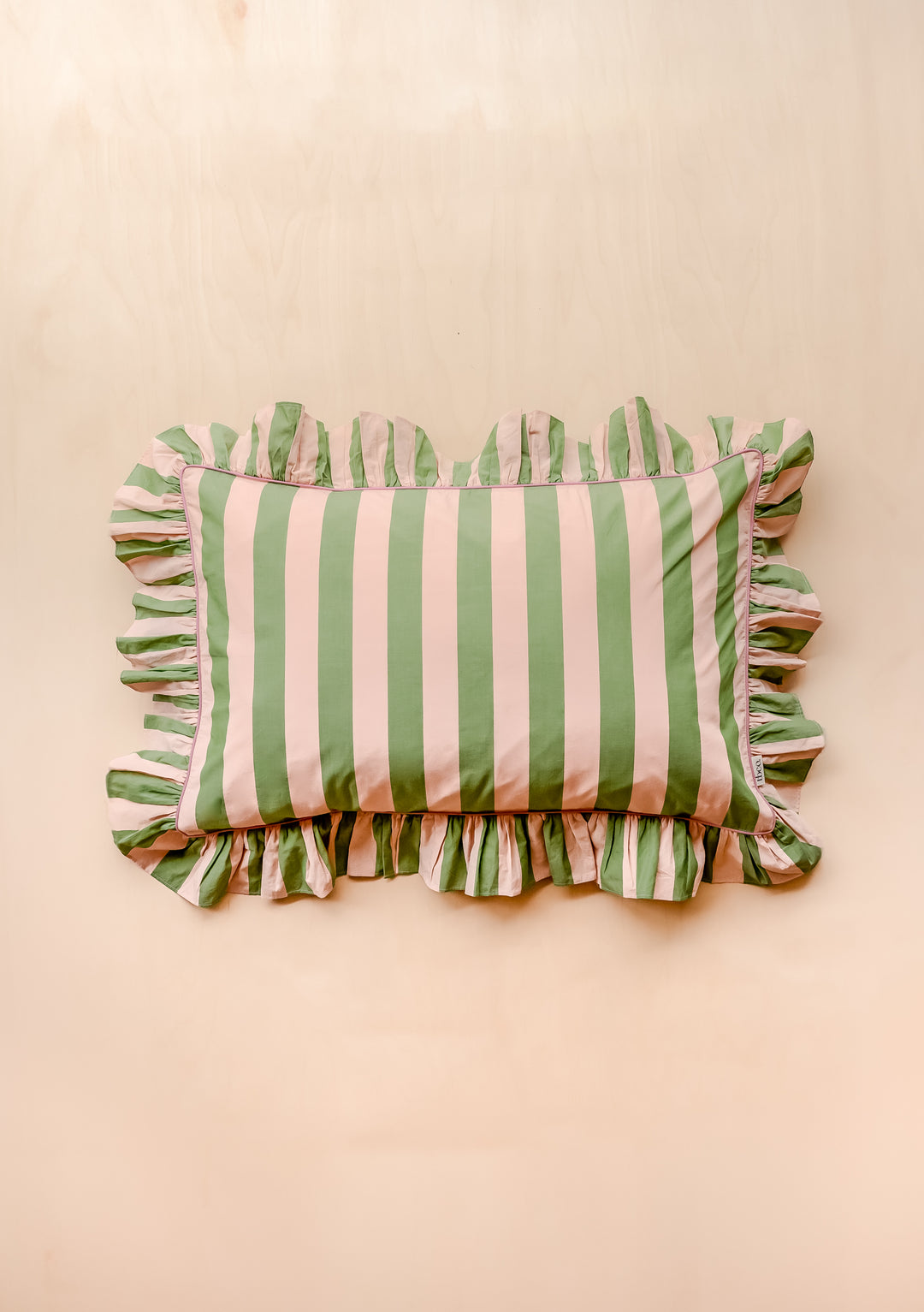 Paar Kissenbezüge aus Baumwolle mit grünen Streifen