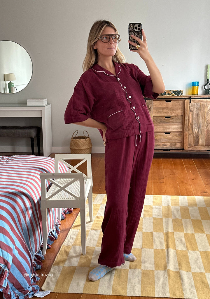 Cotton Pyjamas in Burgundy