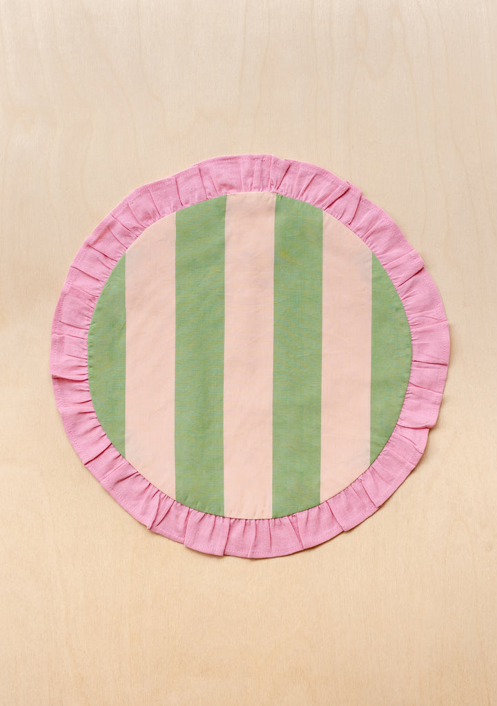 Cotton Placemats Set of 2 in Green Stripe