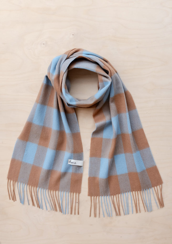 Lambswool Scarf in Blue Gingham