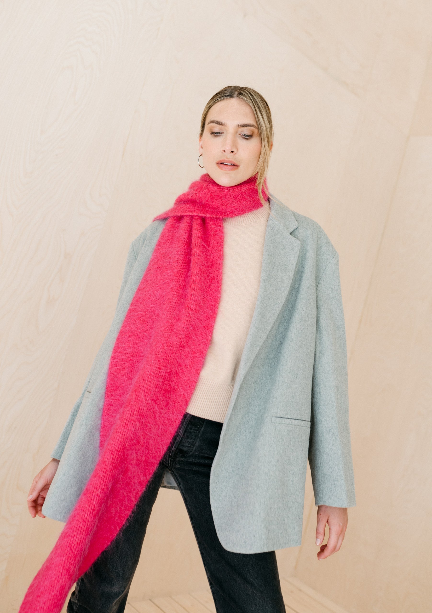 Mohair & Wool Scarf in Magenta – TBCo