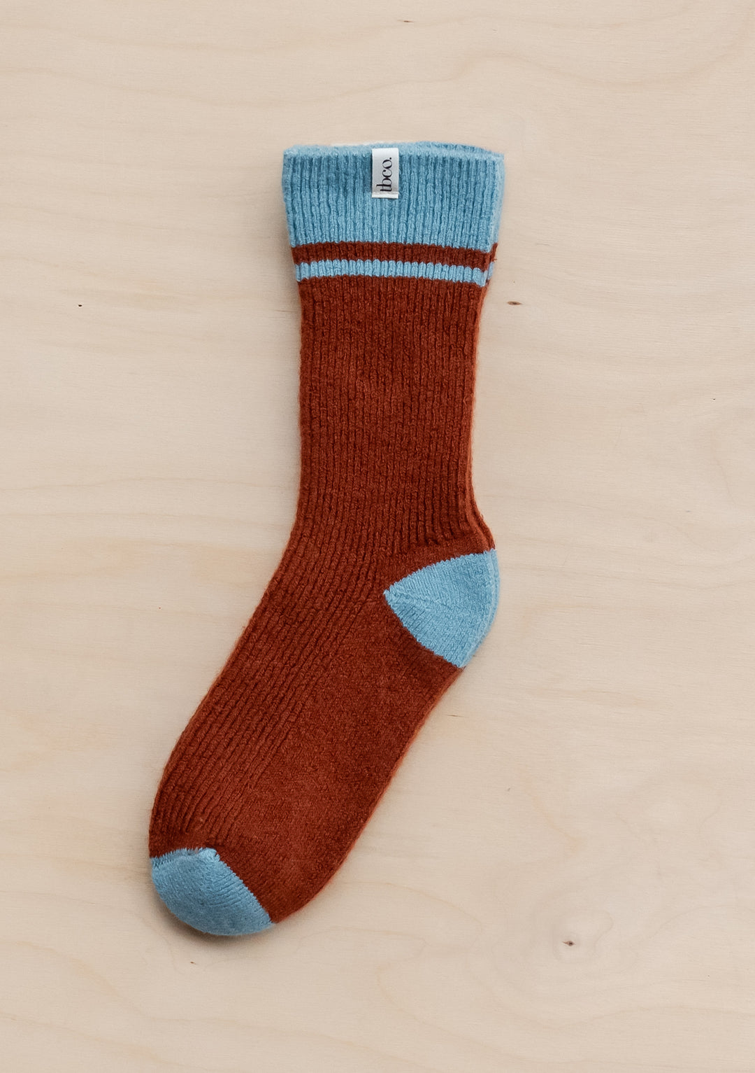 Chaussettes rayées en laine mérinos couleur rouille