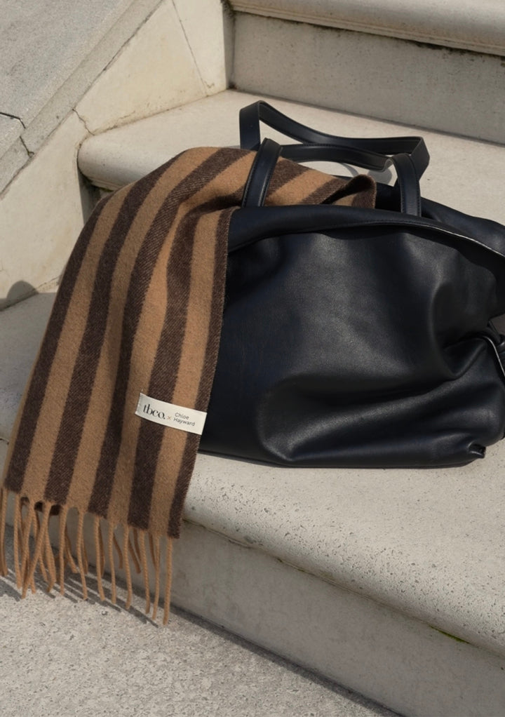 TBCo x Chloe Hayward Scarf in Espresso Stripe