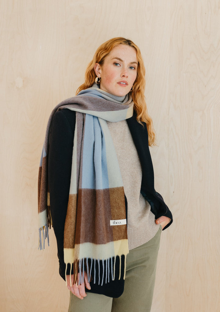 Sample Sale Lambswool Oversized Scarf in Lilac Edge Check