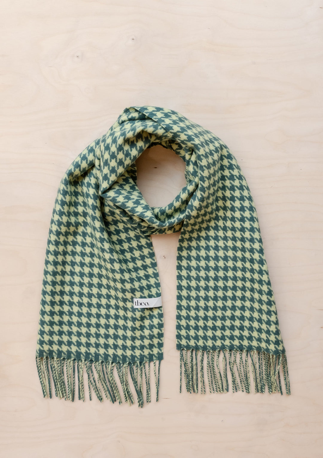 Lambswool Oversized Scarf in Lime Houndstooth