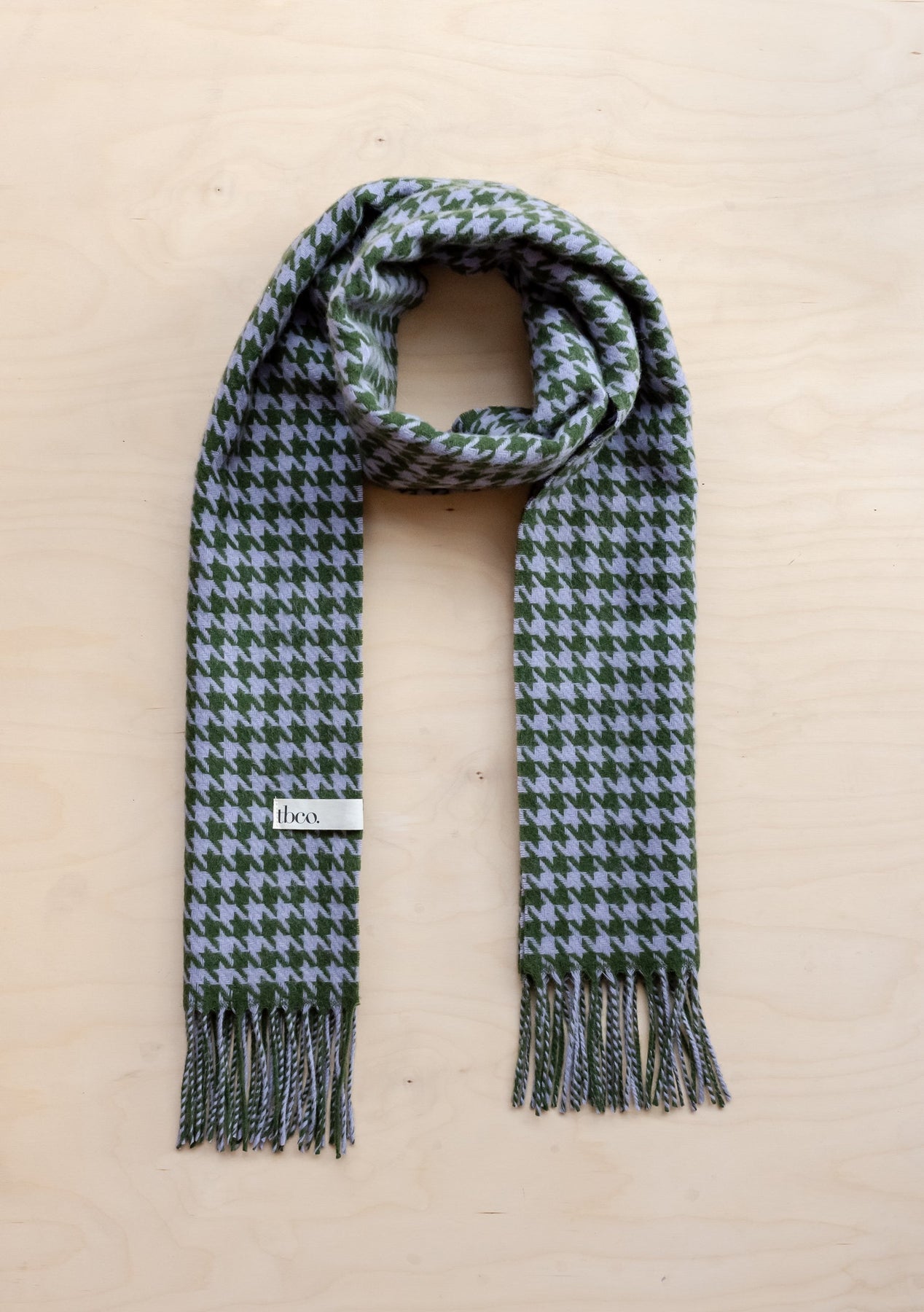 Lambswool Scarf in Slate Houndstooth