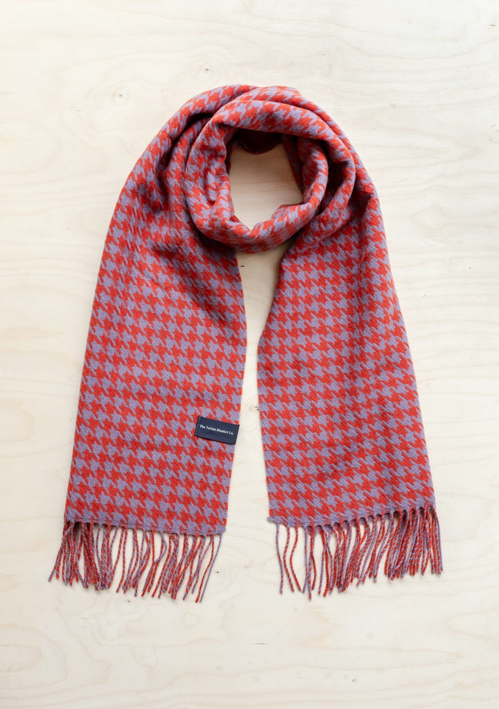 Lambswool Oversized Scarf in Red Houndstooth