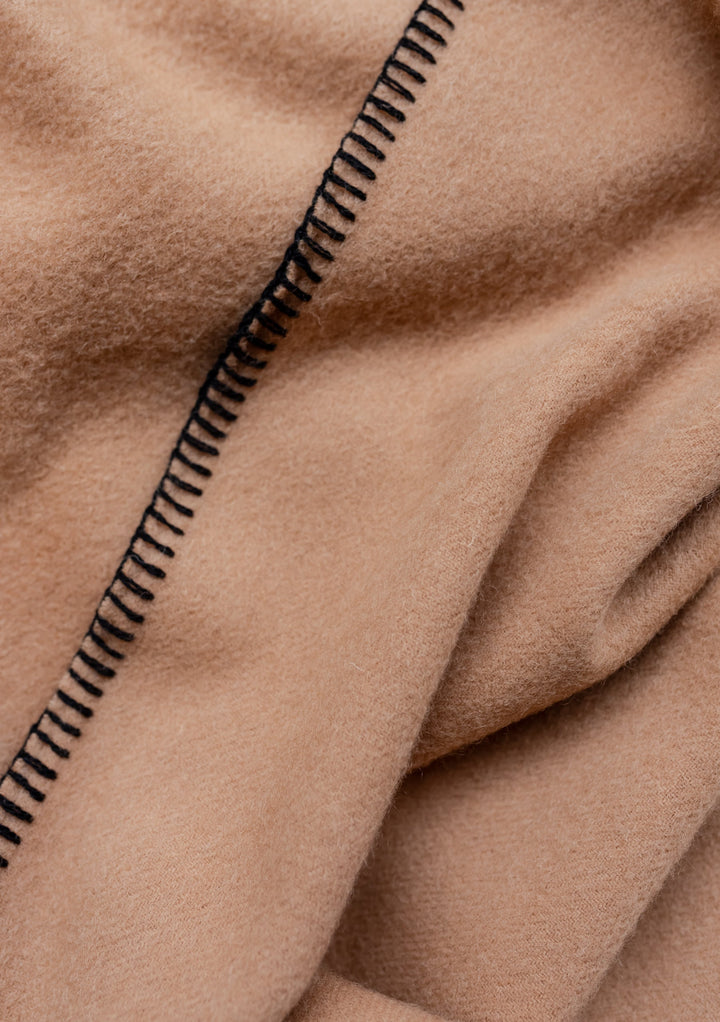 Lambswool Oversized Scarf in Camel Stitch