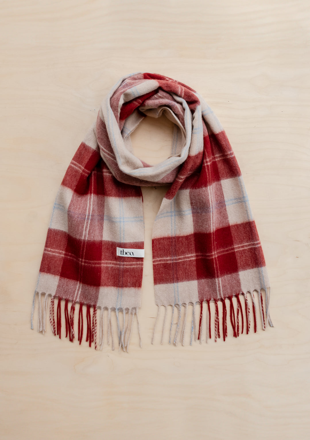 Lambswool Oversized Scarf in Red Varsity Check