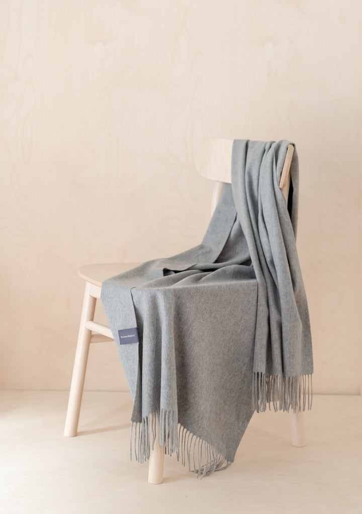 Cashmere Small Blanket in Light Grey Melange