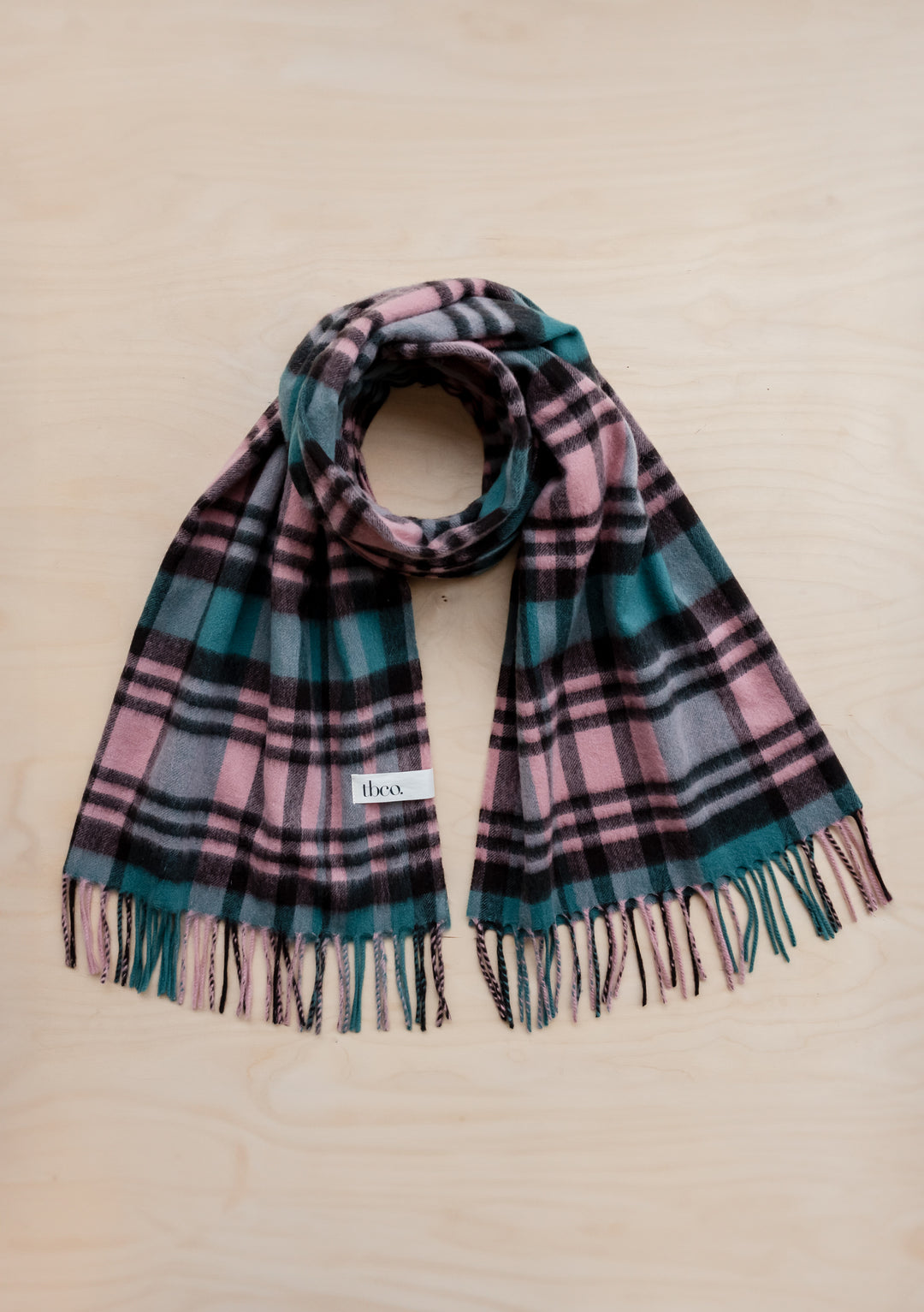 Lambswool Blanket Scarf in Green Tartan Check