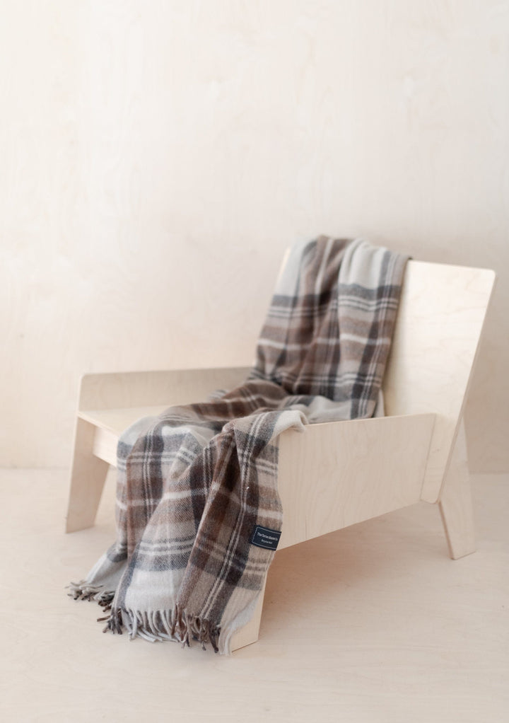 Recycled Wool Small Blanket in Stewart Natural Dress Tartan