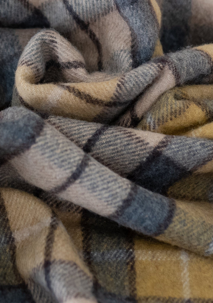 Grande couverture pour animaux de compagnie en laine recyclée en tartan naturel Buchanan