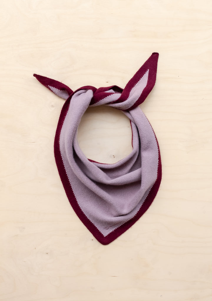 Merino Triangle Scarf in Lilac & Burgundy