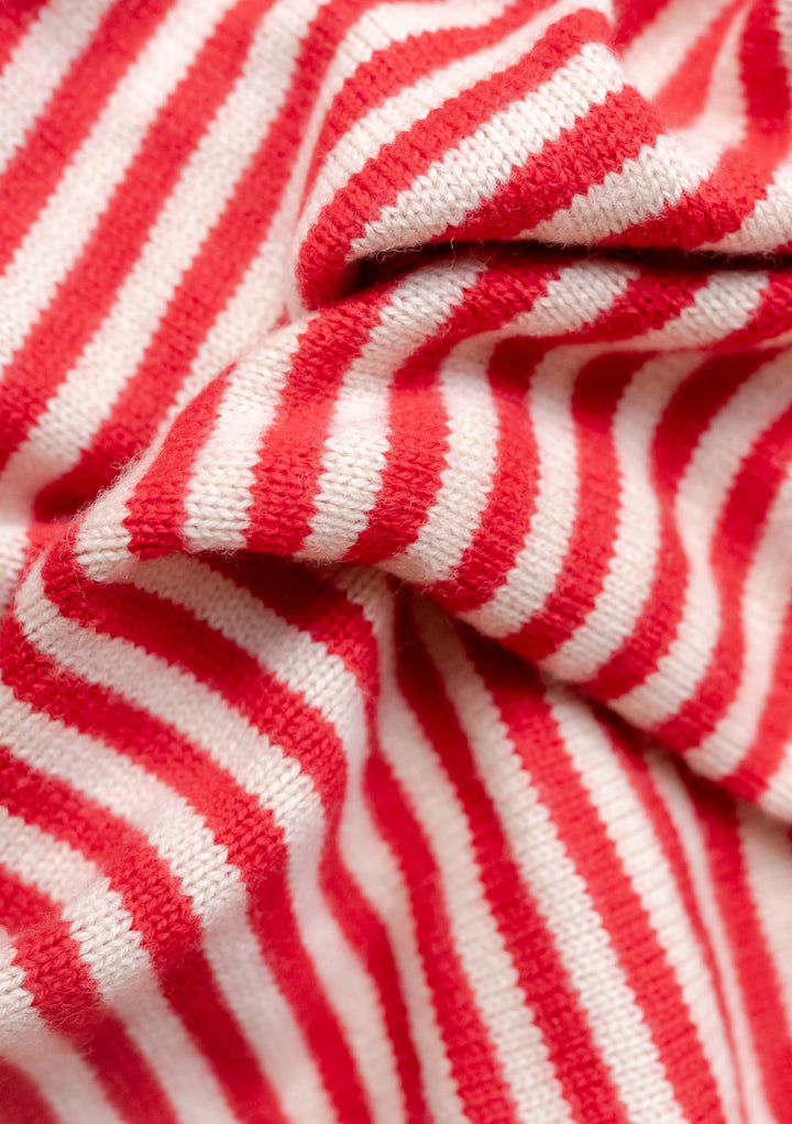 Large Merino Triangle Scarf in Red Stripe