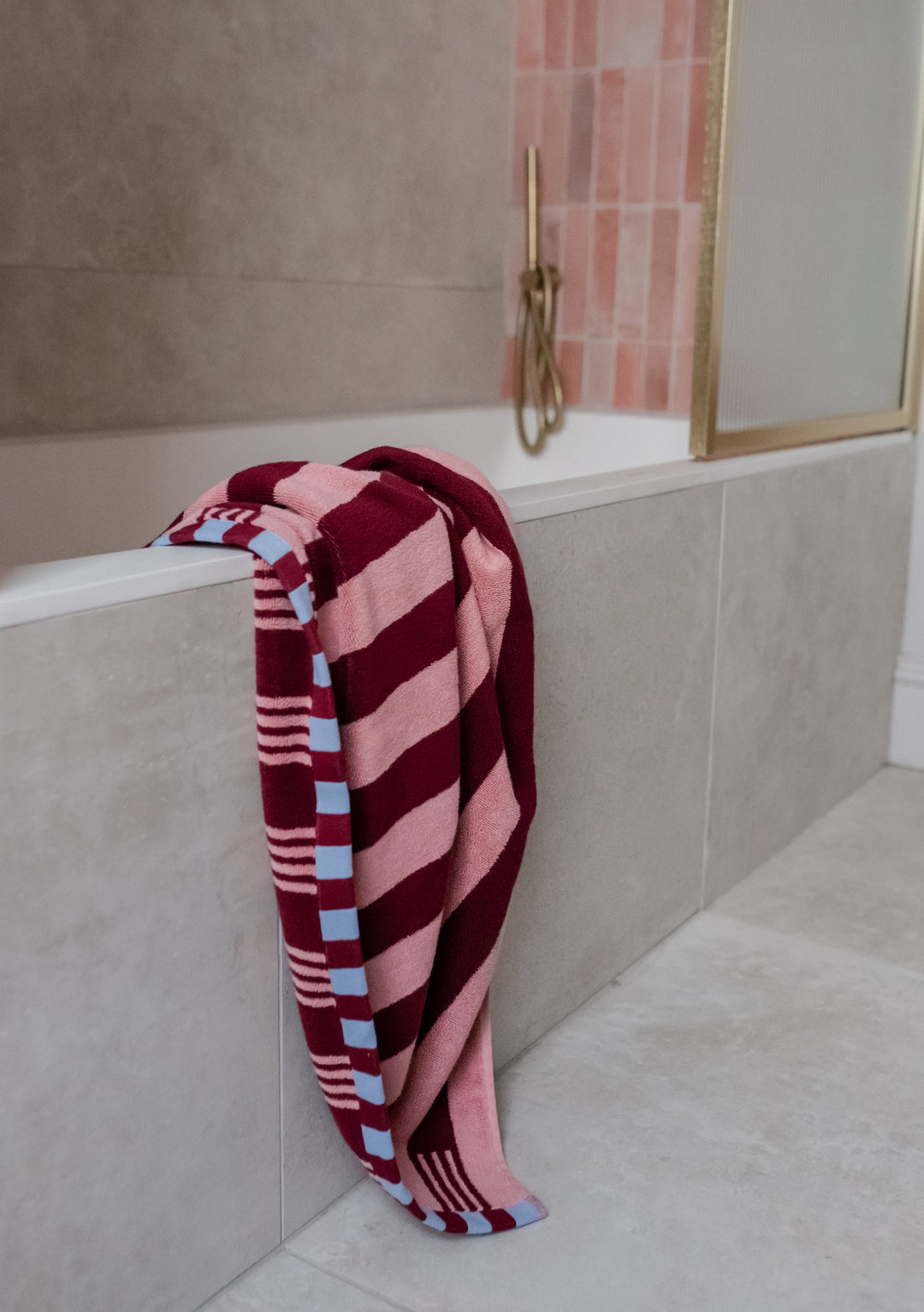 Cotton Towels in Pink Stripe