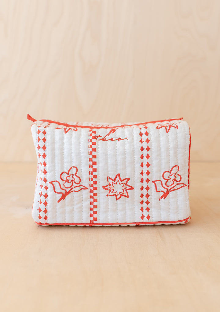 Trousse de toilette en coton à motif floral 