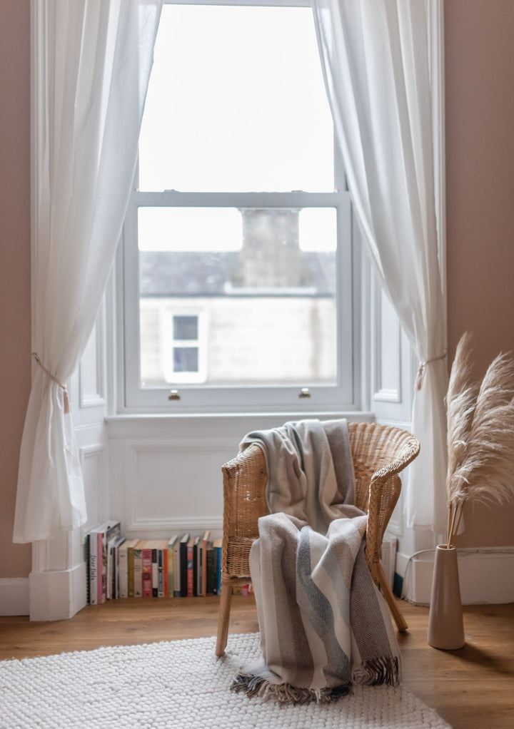 Sample Sale Recycled Wool Small Blanket in Neutral Stripe